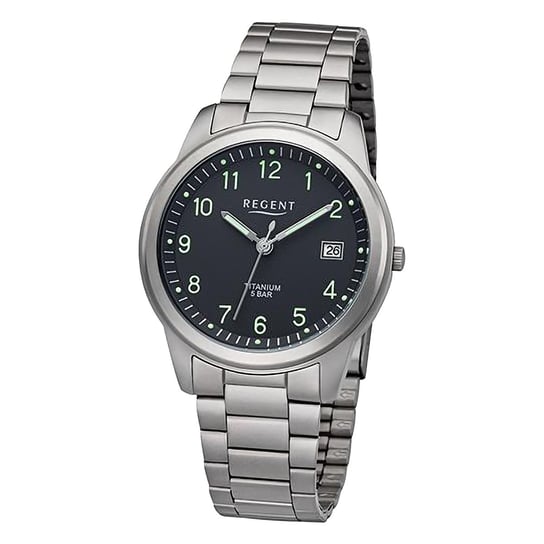 Męski zegarek analogowy Regent z tytanową bransoletą w kolorze szarym URF1296 Regent