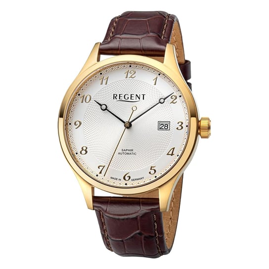 Męski zegarek analogowy Regent ze skórzanym paskiem w kolorze brązowym URGM2214 Regent