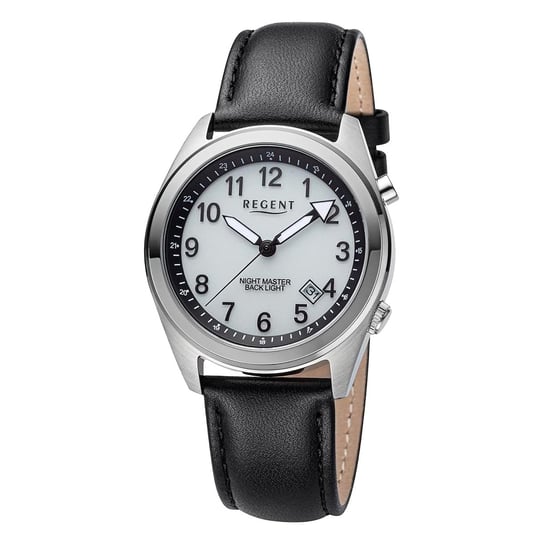 Męski zegarek analogowy Regent ze skórzanym paskiem w kolorze czarnym URBA772 Regent