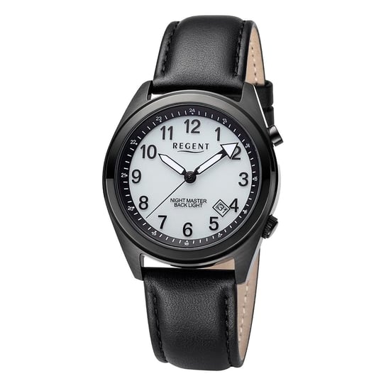 Męski zegarek analogowy Regent ze skórzanym paskiem w kolorze czarnym URBA773 Regent