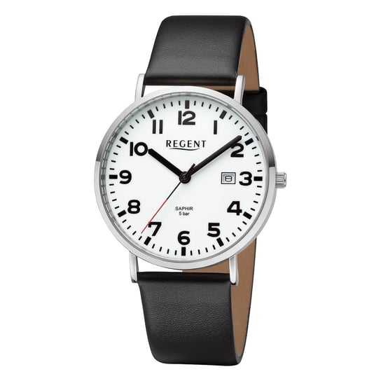 Męski zegarek analogowy Regent ze skórzanym paskiem w kolorze czarnym URBA796 Regent