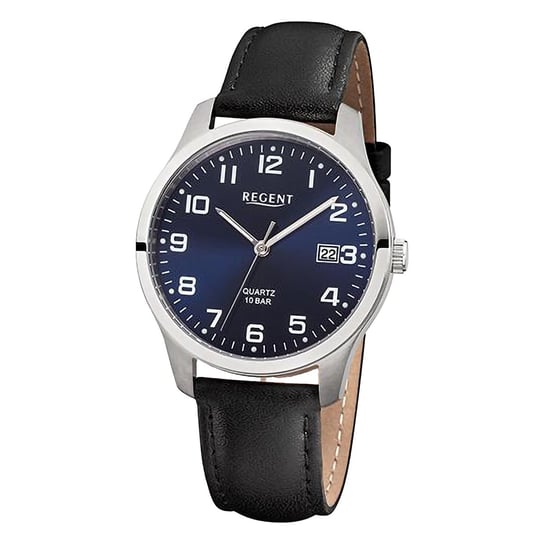 Męski zegarek analogowy Regent ze skórzanym paskiem w kolorze czarnym URF1269 Regent