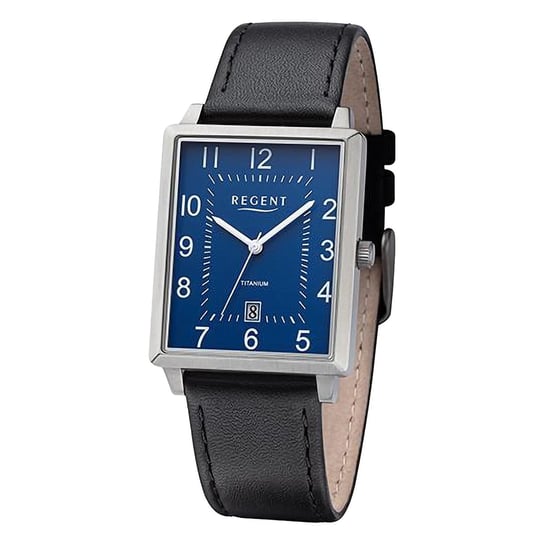 Męski zegarek analogowy Regent ze skórzanym paskiem w kolorze czarnym URF1274 Regent