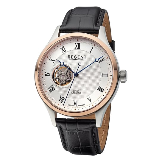 Męski zegarek analogowy Regent ze skórzanym paskiem w kolorze czarnym URGM2217 Regent