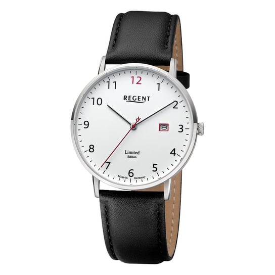 Męski zegarek analogowy Regent ze skórzanym paskiem w kolorze czarnym URGM2302 Regent