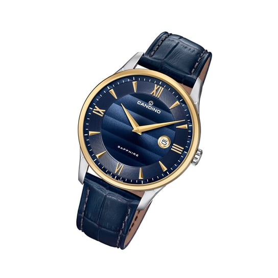 Męski zegarek Candino Classic C4640/3 kwarcowy zegarek na skórzanym pasku niebieski analogowy UC4640/3 Candino