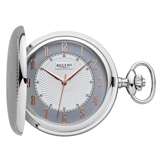 Męski zegarek kieszonkowy Regent, analogowy, srebrny URP729 Regent