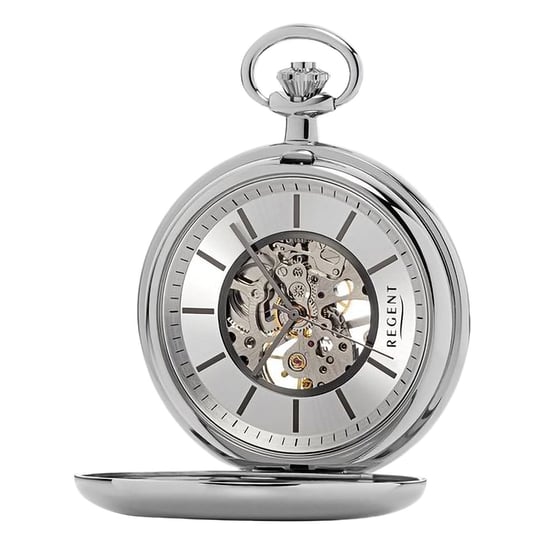 Męski zegarek kieszonkowy Regent, analogowy, srebrny URP769 Regent