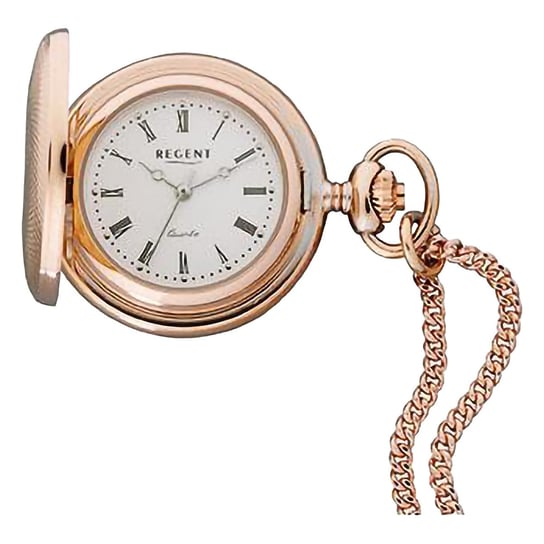 Męski zegarek kieszonkowy Regent z analogową kopertą w kolorze różowego złota URP761 Regent