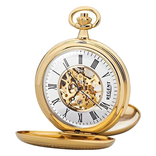 Męski zegarek kieszonkowy Regent z analogową kopertą w kolorze złotym URP703 Regent