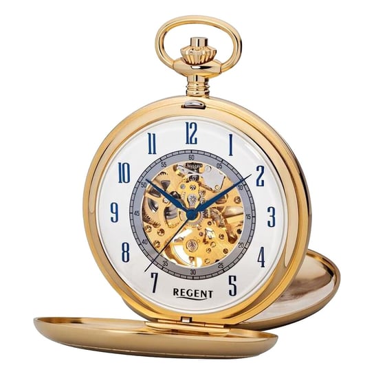 Męski zegarek kieszonkowy Regent z analogową kopertą w kolorze złotym URP706 Regent