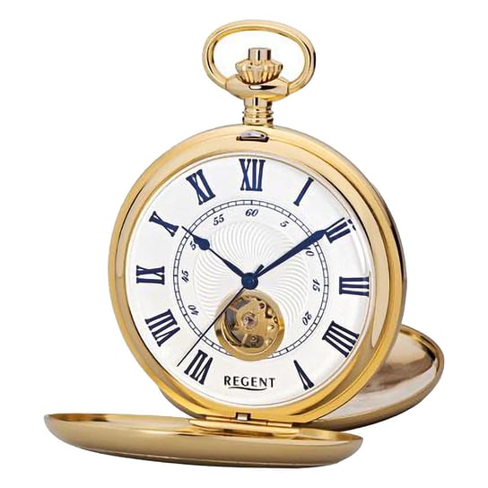 Męski zegarek kieszonkowy Regent z analogową kopertą w kolorze złotym URP708 Regent