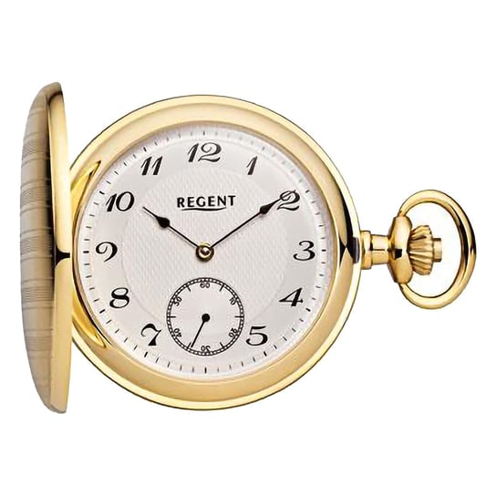 Męski zegarek kieszonkowy Regent z analogową kopertą w kolorze złotym URP716 Regent