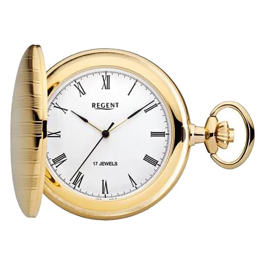 Męski zegarek kieszonkowy Regent z analogową kopertą w kolorze złotym URP719 Regent
