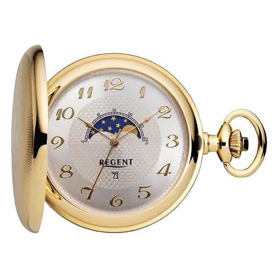 Męski zegarek kieszonkowy Regent z analogową kopertą w kolorze złotym URP731 Regent