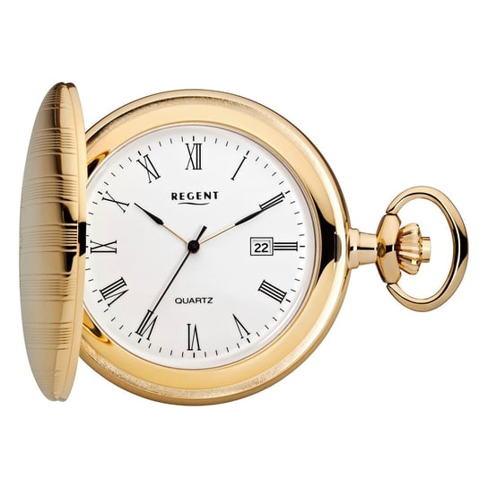 Męski zegarek kieszonkowy Regent z analogową kopertą w kolorze złotym URP738 Regent