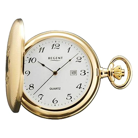 Męski zegarek kieszonkowy Regent z analogową kopertą w kolorze złotym URP740 Regent