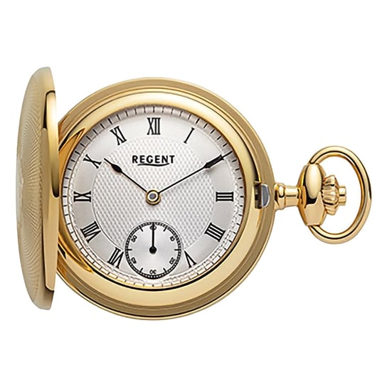 Męski zegarek kieszonkowy Regent z analogową kopertą w kolorze złotym URP773 Regent