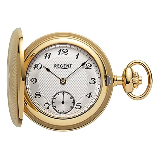 Męski zegarek kieszonkowy Regent z analogową kopertą w kolorze złotym URP775 Regent