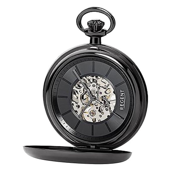 Męski zegarek kieszonkowy Regent z analogową obudową w kolorze czarnym URP710 Regent