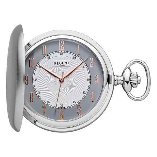 Męski zegarek kieszonkowy Regent z analogową obudową w kolorze srebrnym URP728 Regent