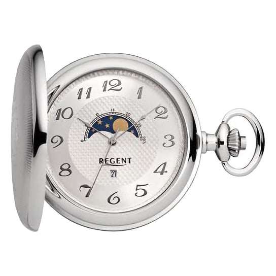 Męski zegarek kieszonkowy Regent z analogową obudową w kolorze srebrnym URP730 Regent