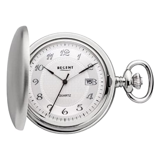 Męski zegarek kieszonkowy Regent z analogową obudową w kolorze srebrnym URP732 Regent