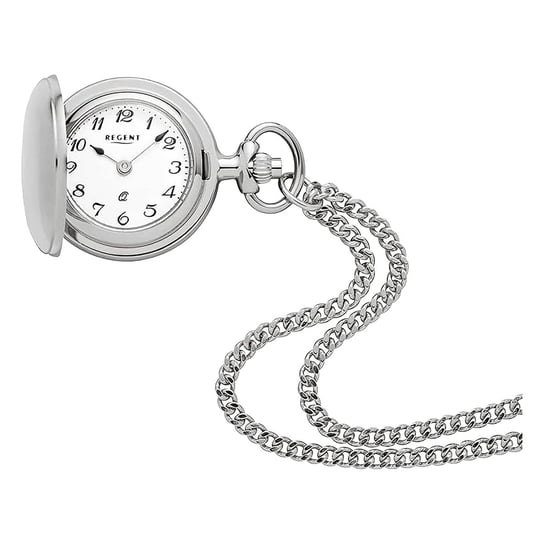 Męski zegarek kieszonkowy Regent z analogową obudową w kolorze srebrnym URP760 Regent