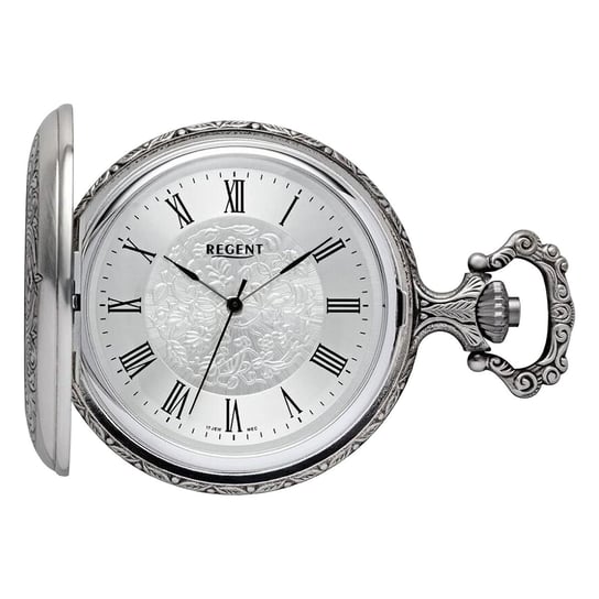 Męski zegarek kieszonkowy Regent z analogową obudową w kolorze szarym URP723 Regent