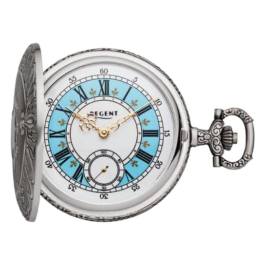 Męski zegarek kieszonkowy Regent z analogową obudową w kolorze szarym URP724 Regent