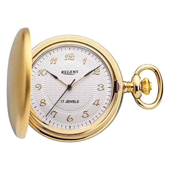 Męski zegarek kieszonkowy Regent z analogową obudową w kolorze złotym URP712 Regent