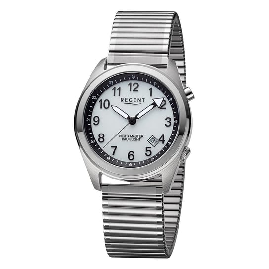 Męski zegarek na rękę Regent analogowy na bransolecie ze stali nierdzewnej w kolorze srebrnym URBA775 Regent