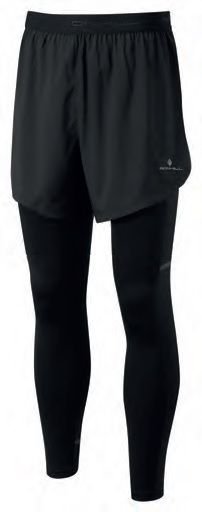 Męskie Długie Spodnie Do Biegania Ronhill Men'S Life Twin Tight | Black - Rozmiar L RONHILL