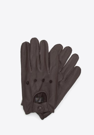 Męskie rękawiczki skórzane samochodowe ciemny brąz XS WITTCHEN