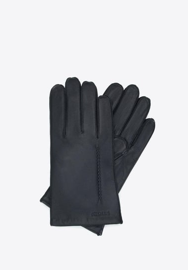 Męskie rękawiczki skórzane z ozdobnym przeszyciem czarny S WITTCHEN