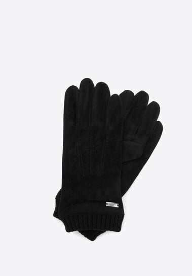 Męskie rękawiczki z ukośnym przeszyciem i ściągaczem czarne S/M WITTCHEN