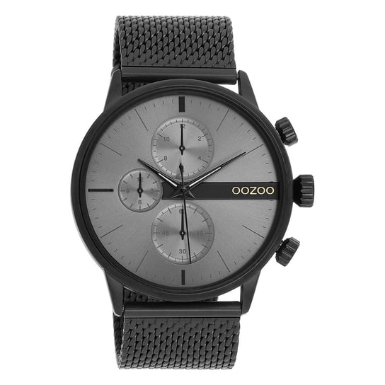 Męskie zegarki Oozoo Timepieces z analogową metalową siatką w kolorze czarnym UOC11104 Oozoo