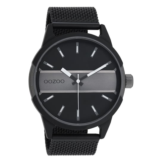 Męskie zegarki Oozoo Timepieces z analogową metalową siatką w kolorze czarnym UOC11109 Oozoo