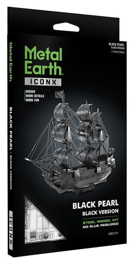 Metal Earth, ICONX Okręt Czarna Perła Black Pearl Wersja Czarna Metalowy model do składania. Fascinations