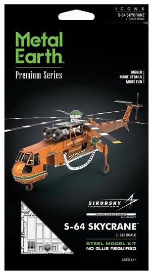 Metal Earth, Śmigłowiec Sikorsky S-64 Skycrane model do składania metalowy. Fascinations