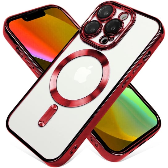 Metaliczne Etui Magsafe Do Iphone 14 Pro Max Z Ochroną Obiektywu - Czerwony Bowi