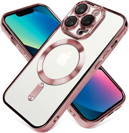 Metaliczne Etui Magsafe Do Iphone 14 Pro Max Z Ochroną Obiektywu - Różowy Bowi