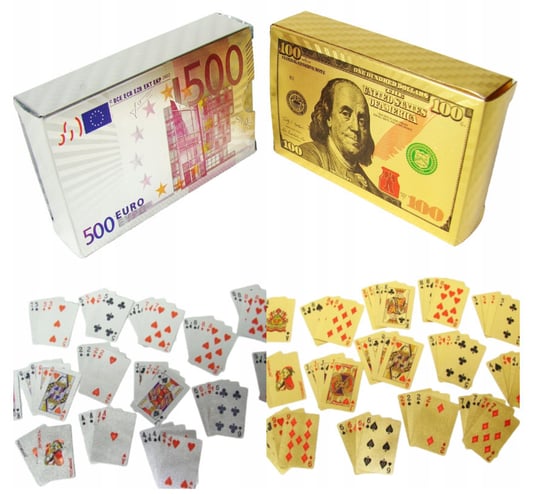 Metaliczne Karty do gry Niezniszczalne DOLARY EURO Inna marka