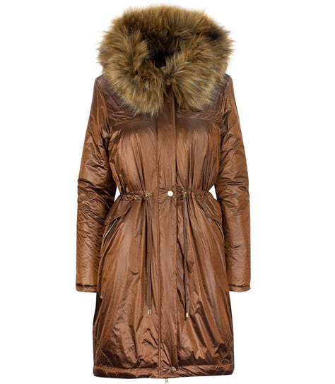 Metaliczny płaszcz zimowy parka futro ciepły-44 Agrafka