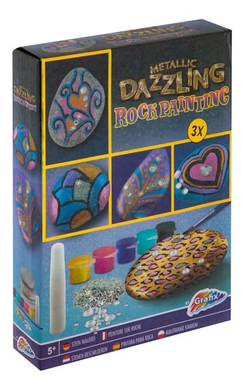 Metallic Dazzling Rock Painting - 3 kamienie, 5 farb, Grafix