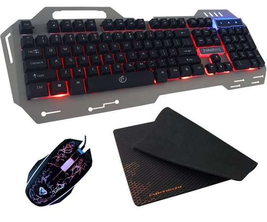 Metalowa klawiatura dla graczy Rebeltec Discovery 2 z podświetleniem + mata na biurko + mysz Rebeltec