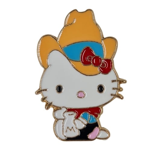 Metalowa Przypinka Hello Kitty w Kowbojskim Kapeluszu Pin Anime Inna marka