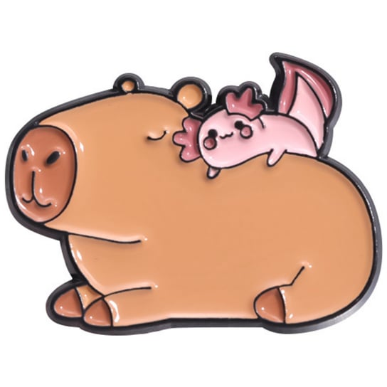 Metalowa Przypinka Kapibara I Aksolotl Capybara Axolotl Pin Inna marka