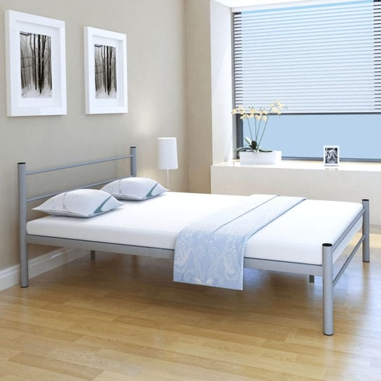 Metalowa rama łóżka, szara, 205x146,5 cm vidaXL