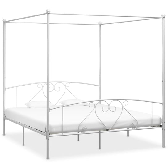 Metalowa rama łóżka z baldachimem, biały, 209x187, Inna marka